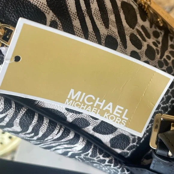 Michael Kors RheaBlack White MK Signature Zebra Medium Backpack
